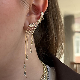 Taşlı Saçaklı Earcuff