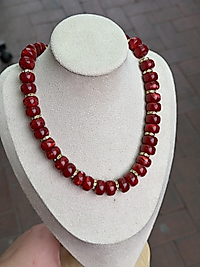 Bordo Taşlı Kolye