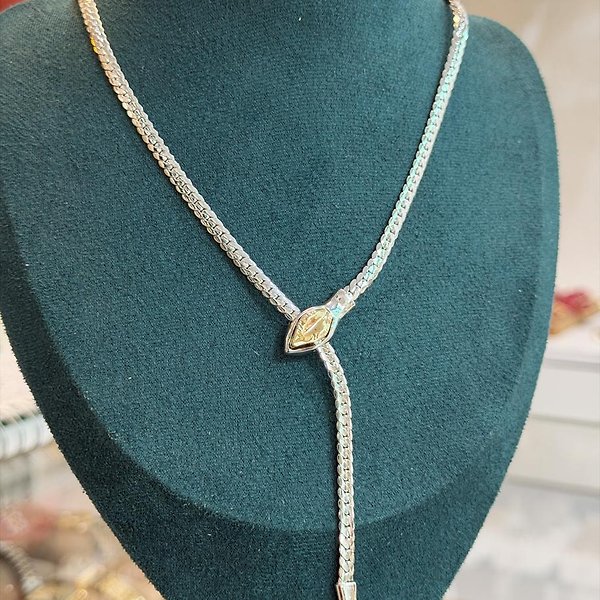 Asansörlü Silver Yılan Kolye