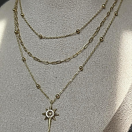 Kuzey Yıldızı Charm 3 Zincir Y Kolye