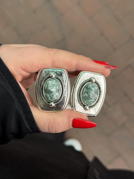 Zra metal küpe mavi Yansımalı