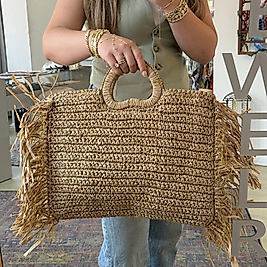 Camel Kenarı Saçaklı Çanta