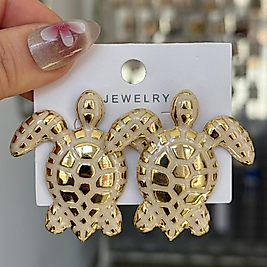 Beyaz-gold Kaplumbağa Model Küpe