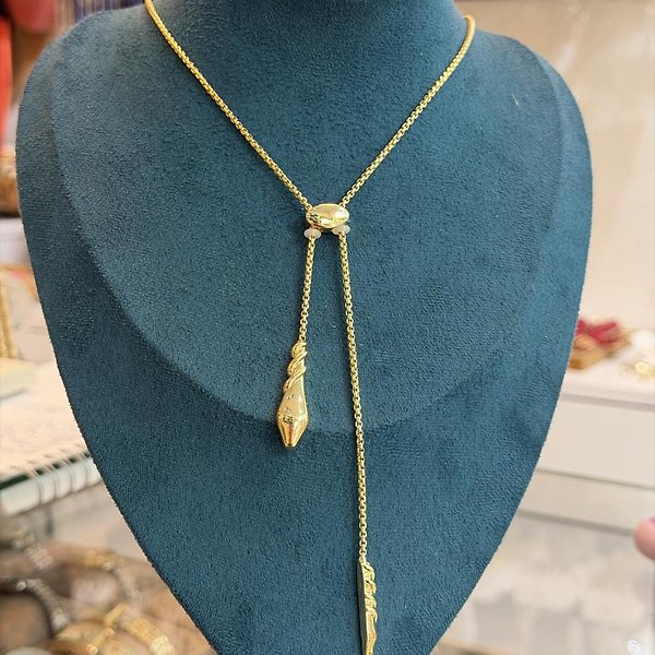 Asansörlü Yılan Motif Gold Kolye