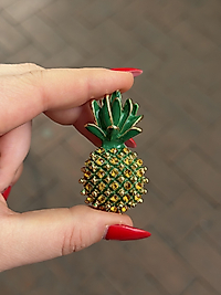 taşlı ananas broş