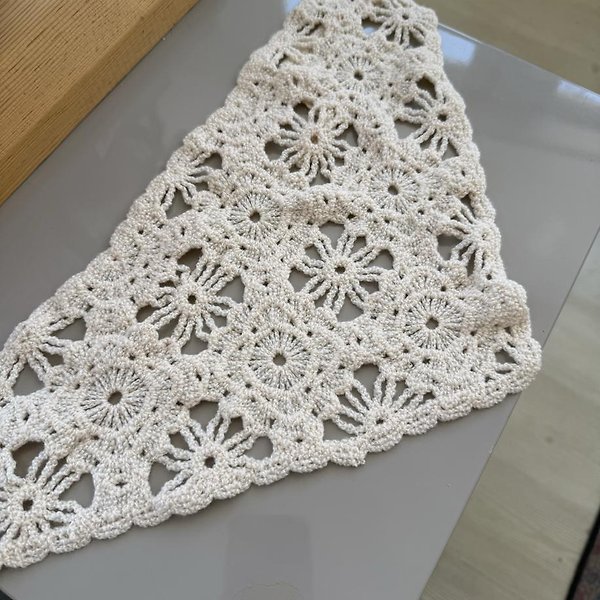 Krem Örgü Desen Bandana