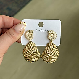 Motifli Gold Küpe