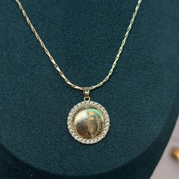 60 CM Taşlı Madalya Kolye