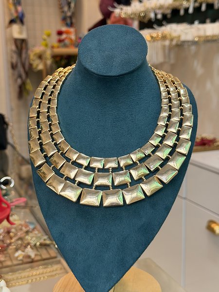 Gold Geniş Plaka Kolye
