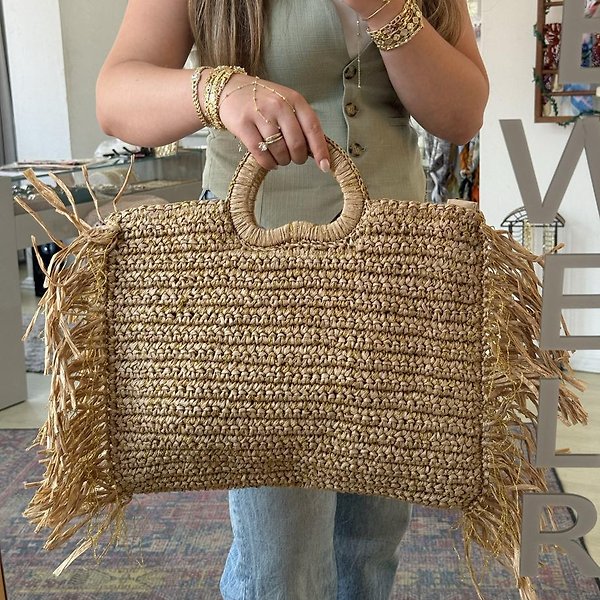 Camel Kenarı Saçaklı Çanta