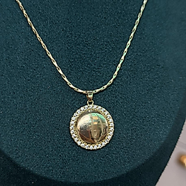 60 CM Taşlı Madalya Kolye